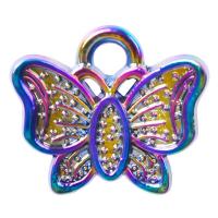 Zinc Alloy Animal Pendler, Butterfly, forgyldt, blandede farver, 11x13mm, Solgt af PC