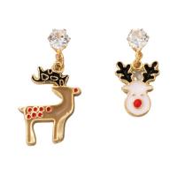 Christmas Earrings Zinc Alloy Christmas jewelry & for woman & enamel & with rhinestone mixed colors Sold By Pair
