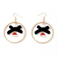Christmas Earrings Zinc Alloy with Velour Christmas jewelry & for woman & enamel mixed colors Sold By Pair
