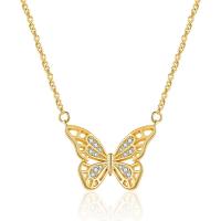 Cubic Zircon Micro Pave Brass Necklace with 2 extender chain Butterfly fashion jewelry & micro pave cubic zirconia & for woman 18mm Length 18 Inch Sold By PC