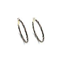 Brass Hoop Earring, with PU Leather, fashion jewelry & for woman, 49mm, Sold By Pair