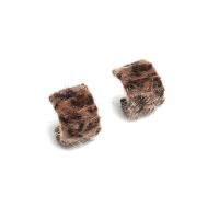 Tibetan Style Stud Earring, with Plush, fashion jewelry & for woman, 1.85x2.25mm, Sold By Pair
