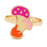 Cink Alloy Otvorena prst prsten, pozlaćen, modni nakit & za žene & emajl, 12x15mm, Prodano By PC