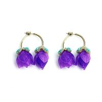 Resin Earring, Tibetan Style, with Resin, fashion jewelry & for woman, purple, 4.65x3.65mm, Sold By Pair