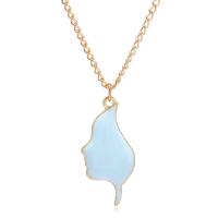 Zinklegierung Schmuck Halskette, Modeschmuck & für Frau & Emaille, blau, 15x32mm, Länge:44 cm, verkauft von PC