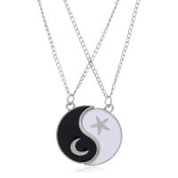 Couple Necklace Zinc Alloy 2 pieces & fashion jewelry & ying yang & for woman & enamel white and black Length 44 cm Sold By Set