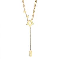 Naszyjnik ze stali tytanu, Titantium stali, Powlekane, biżuteria moda & dla kobiety, złoty, długość 45 cm, sprzedane przez PC