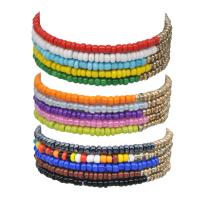 Bracelet de perles de verre, alliage de zinc, avec Seedbead, 5 pièces & bijoux de mode & pour femme, multicolore, Longueur:16 cm, 10ensemblessérie/lot, Vendu par lot