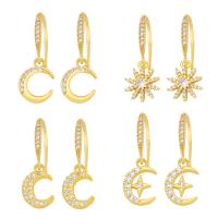 Cubic Zirconia Micro Pave Brass Earring, gold color plated, fashion jewelry & different styles for choice & micro pave cubic zirconia, golden, nickel, lead & cadmium free, Sold By Pair