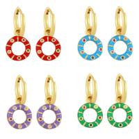 Cubic Zirconia Micro Pave Brass Earring, gold color plated, fashion jewelry & micro pave cubic zirconia & enamel, more colors for choice, nickel, lead & cadmium free, 12x24mm, Sold By Pair