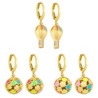 Brass Huggie Hoop Drop Earring, gold color plated, fashion jewelry & different styles for choice & micro pave cubic zirconia & enamel, more colors for choice, nickel, lead & cadmium free, Sold By Pair