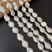 Keishi ferskvandskulturperle Beads, Ferskvandsperle, Nuggets, du kan DIY, hvid, 13x20-14x22mm, Solgt af Strand