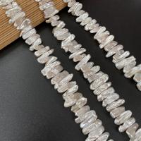 Biwa ferskvandskulturperle Beads, Ferskvandsperle, Nuggets, du kan DIY, hvid, 5x20-6x22mm, Solgt Per Ca. 15 inch Strand