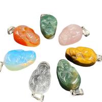 Gemstone Pendants Jewelry, Natural Stone, Skull, different materials for choice & Unisex, more colors for choice, 18x35mm, Sold By PC
