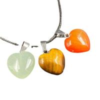 Gemstone Pendants Jewelry, Natural Stone, Heart, different materials for choice & Unisex, more colors for choice, 16x30mm, Sold By PC