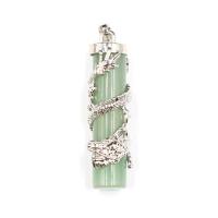 Gemstone Pendants Jewelry Natural Stone with Zinc Alloy Column platinum color plated & Unisex Sold By PC