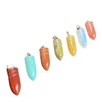 Gemstone Pendants Jewelry, Natural Stone, Bullet, different materials for choice, more colors for choice, 10x33mm, Sold By PC