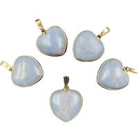Angelite Pendant, with Brass, Heart, gold color plated, Unisex, light blue, 28-29mmx26mm, Sold By PC