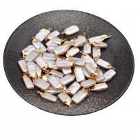 Pendentifs perles d'eau douce, perle d'eau douce cultivée, avec alliage de zinc, Placage de couleur d'or, bijoux de mode, blanc, 15-17mmuff0c10mm, 5PC/sac, Vendu par sac