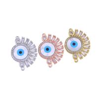 Cubic Zirconia Micro Pave Brass Connector Evil Eye plated micro pave cubic zirconia & enamel nickel lead & cadmium free Sold By Bag