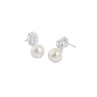 Freshwater Pearl Earrings, 925 Sterling Silver, with Freshwater Pearl, fashion jewelry & for woman, silver color, 7x13.50mm, Sold By Pair