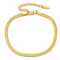 Titanium Steel Bracelet gold color plated & Unisex & snake chain Sold By PC