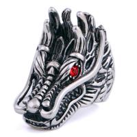 Titanium Steel Finger Ring Dragon & for man & with rhinestone 35mm US Ring Sold By PC
