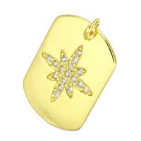 Cubic Zirconia Micro Pave Brass Pendant, gold color plated, micro pave cubic zirconia, 14x20x1.50mm, Hole:Approx 1mm, 10PCs/Lot, Sold By Lot
