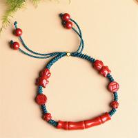 Fashion Bracelet Cinnabar, cinabre, avec cordon de polyester, Réglable & pour femme, rouge vermeil, Longueur Environ 7.6 pouce, Vendu par PC