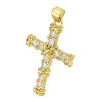 Cubic Zirconia Micro Pave Brass Pendant, Flat Round, gold color plated, micro pave cubic zirconia, 20x31x5mm, Hole:Approx 3mm, 10PCs/Lot, Sold By Lot