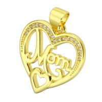 Cubic Zirconia Micro Pave Brass Pendant, Heart, gold color plated, micro pave cubic zirconia & hollow, 18x19x5mm, Hole:Approx 4mm, 10PCs/Lot, Sold By Lot