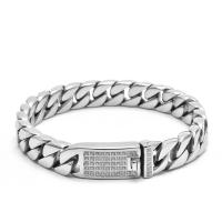 Stainless Steel Jewelry Bracelet, 304 Stainless Steel, polished, different styles for choice & for man & with rhinestone, original color, Length:Approx 8.66 Inch, Sold By PC