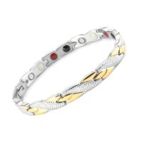 Titanium Steel Bracelet, with Magnet, plated, for man, two different colored, Length:Approx 8.46 Inch, Sold By PC
