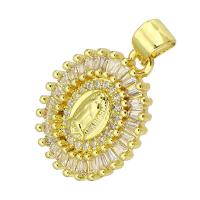 Cubic Zirconia Micro Pave Brass Pendant, gold color plated, micro pave cubic zirconia, 15x19x5mm, Hole:Approx 4mm, 10PCs/Lot, Sold By Lot