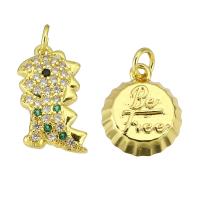 Cubic Zirconia Micro Pave Brass Pendant, gold color plated, different styles for choice & micro pave cubic zirconia, Hole:Approx 3mm, 10PCs/Lot, Sold By Lot