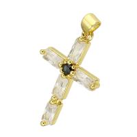 Cubic Zirconia Micro Pave Brass Pendant, Cross, gold color plated, micro pave cubic zirconia, 19x29x4mm, Hole:Approx 4mm, 10PCs/Lot, Sold By Lot