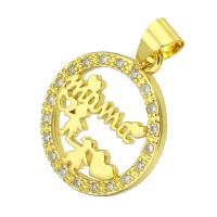 Cubic Zirconia Micro Pave Brass Pendant Flat Round gold color plated micro pave cubic zirconia & hollow Approx 4mm Sold By Lot