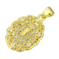 Cubic Zirconia Micro Pave Brass Pendant, gold color plated, micro pave cubic zirconia, 15x23x5mm, Hole:Approx 3mm, 10PCs/Lot, Sold By Lot