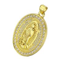 Cubic Zirconia Micro Pave Brass Pendant, gold color plated, micro pave cubic zirconia, 22x32x5mm, Hole:Approx 4mm, 10PCs/Lot, Sold By Lot