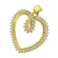 Cubic Zirconia Micro Pave Brass Pendant, Heart, gold color plated, micro pave cubic zirconia & hollow, 26x26x5mm, Hole:Approx 4mm, 10PCs/Lot, Sold By Lot