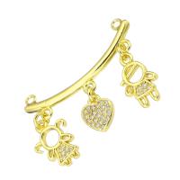 Cubic Zirconia Micro Pave Brass Connector gold color plated micro pave cubic zirconia Approx 1mm Sold By Lot