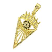 Cubic Zirconia Micro Pave Brass Pendant, gold color plated, micro pave cubic zirconia, 18x38x6mm, Hole:Approx 4mm, 10PCs/Lot, Sold By Lot