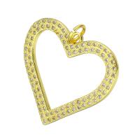 Cubic Zirconia Micro Pave Brass Pendant, gold color plated, micro pave cubic zirconia & hollow, 25x24x2mm, Hole:Approx 4mm, 10PCs/Lot, Sold By Lot