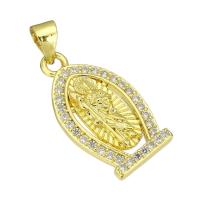 Cubic Zirconia Micro Pave Brass Pendant, gold color plated, micro pave cubic zirconia, 12x22x5mm, Hole:Approx 4mm, 10PCs/Lot, Sold By Lot