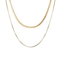 Multi Layer Necklace Zinc Alloy gold color plated Double Layer & Unisex nickel lead & cadmium free Sold By PC