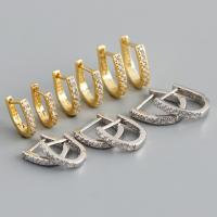 925 sterling zilver Hendel weer Earring, plated, mode sieraden & verschillende grootte voor keus & voor vrouw & met strass, meer kleuren voor de keuze, nikkel, lood en cadmium vrij, Verkocht door pair