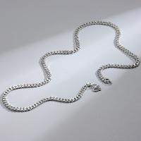 925 Sterling Silver Necklace Chain, platinum plated, sideways chain & different length for choice & Unisex, nickel, lead & cadmium free, Sold By PC