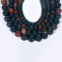 Blutstein Perlen Perle, rund, poliert, DIY, gemischte Farben, verkauft per 38 cm Strang
