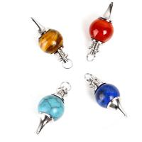 Gemstone Pendants Jewelry, with Stainless Steel, more colors for choice, 18mm, Sold By PC