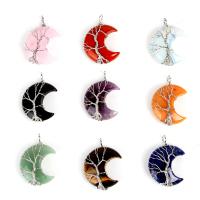 Gemstone Pendants Jewelry with Stainless Steel Moon tree of life design Sold By PC